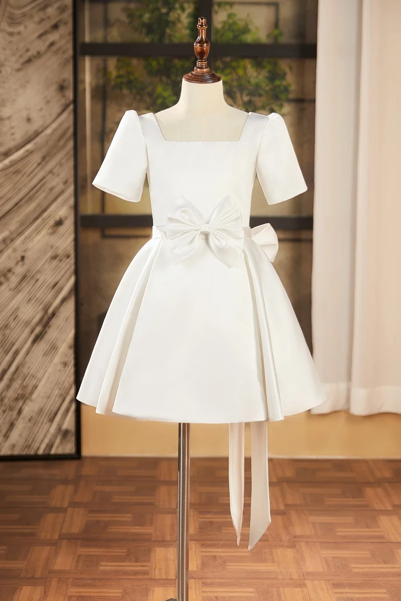 女の子上品なプリンセスドレスサテン子供のピアノ演奏フラワーガール誕生日パフォーマンス結婚式少女ドレスホスト