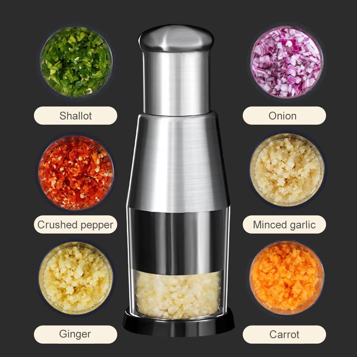 Picadora Manual de ajo, trituradora rápida de ajo, prensado, picadora de alimentos portátil, rebanadora de verduras, trituradora de cocina, utensilio de cocina para el hogar