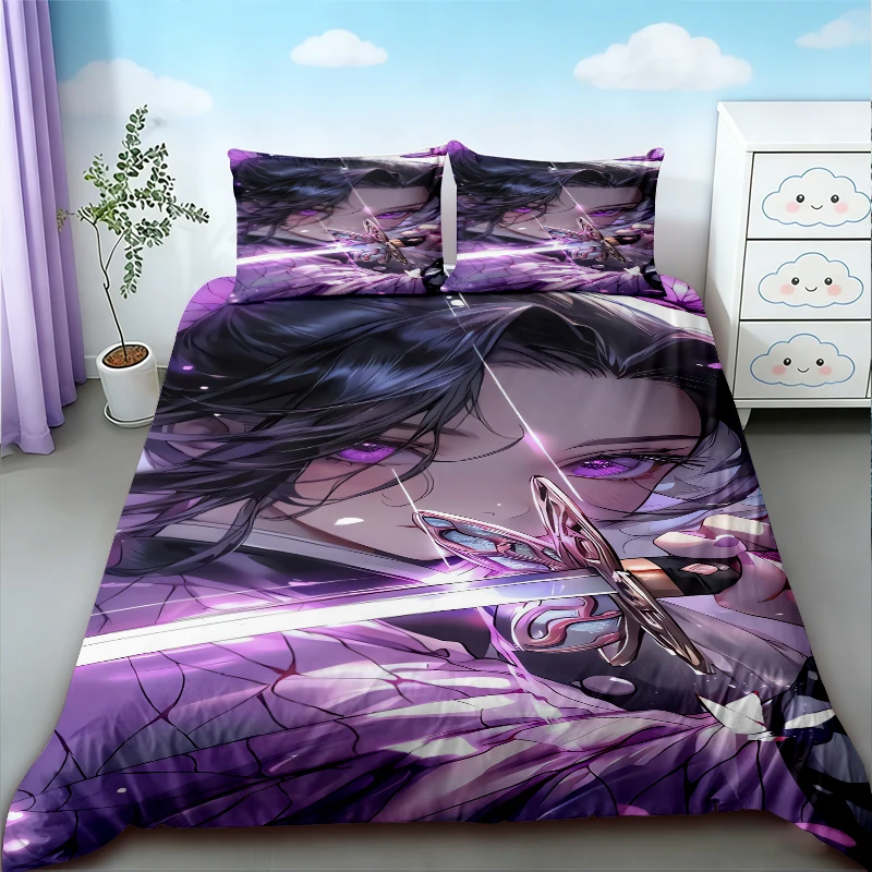

Duvet Cover New Japan Cartoon Anime Demon Slayer Bedding Set Printing Microfiber Bed Quilt Cover Set Pillowcases Soft Bed Linens