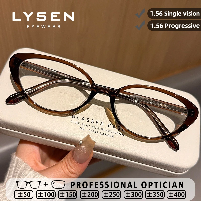 

LYSEN Trendy TR90 Cat Eye Women's Reading Glasses Customized Progressive Prescription Glasses Blue Light Blocking Myopia Glasses