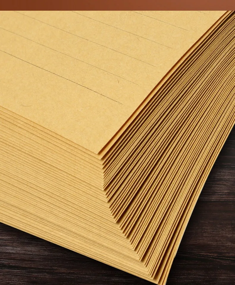

50Pcs Kraft Stationery Paper Retro Lined Sheets for Letters Calligraphy Sketching Invitations Writing Poems Creative