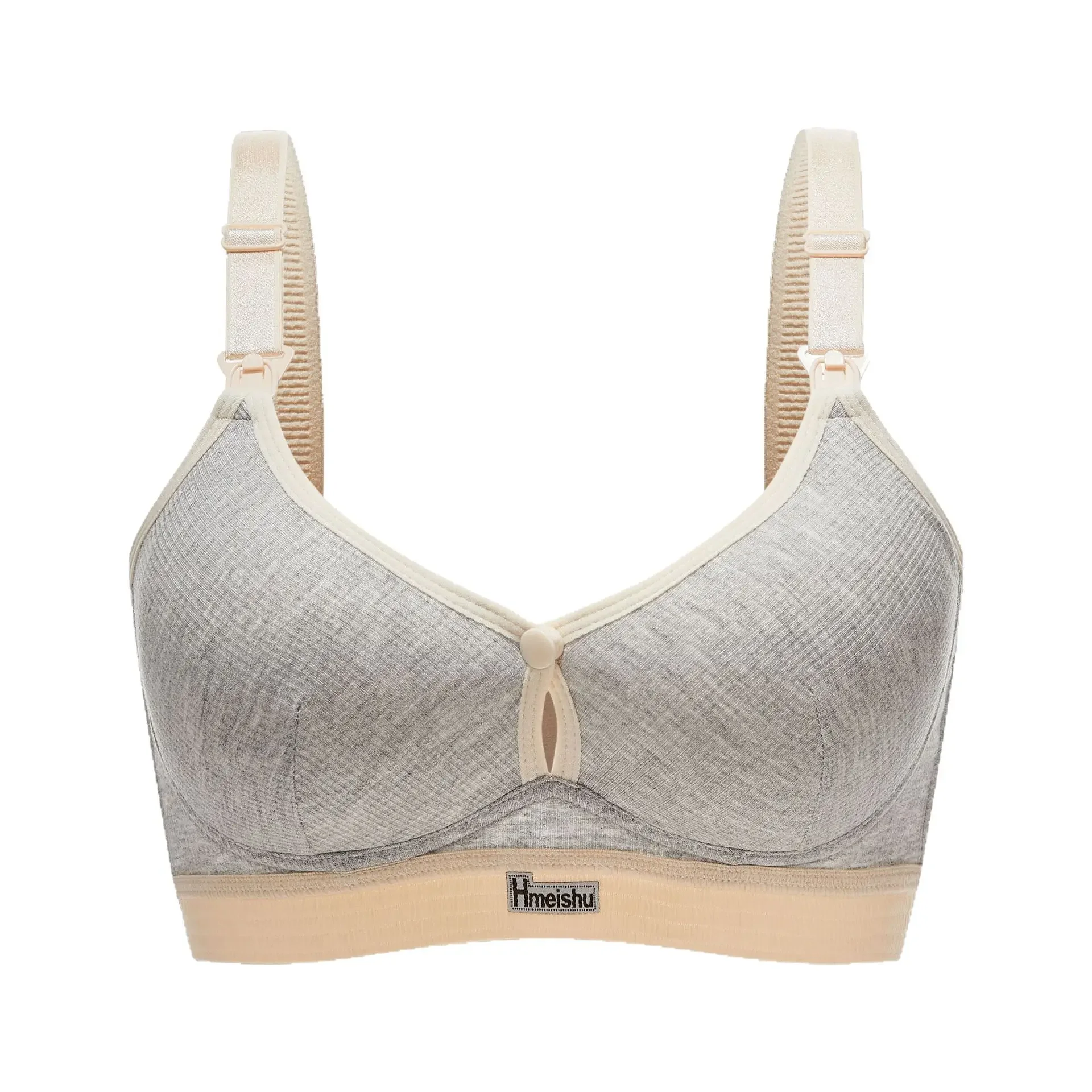 Maternity Nursing Bra Push-Up Anti-Sagging Postpartum Woman's Bra Front-Open Color-Block Four-Row Back Closure Lady's Brassiere