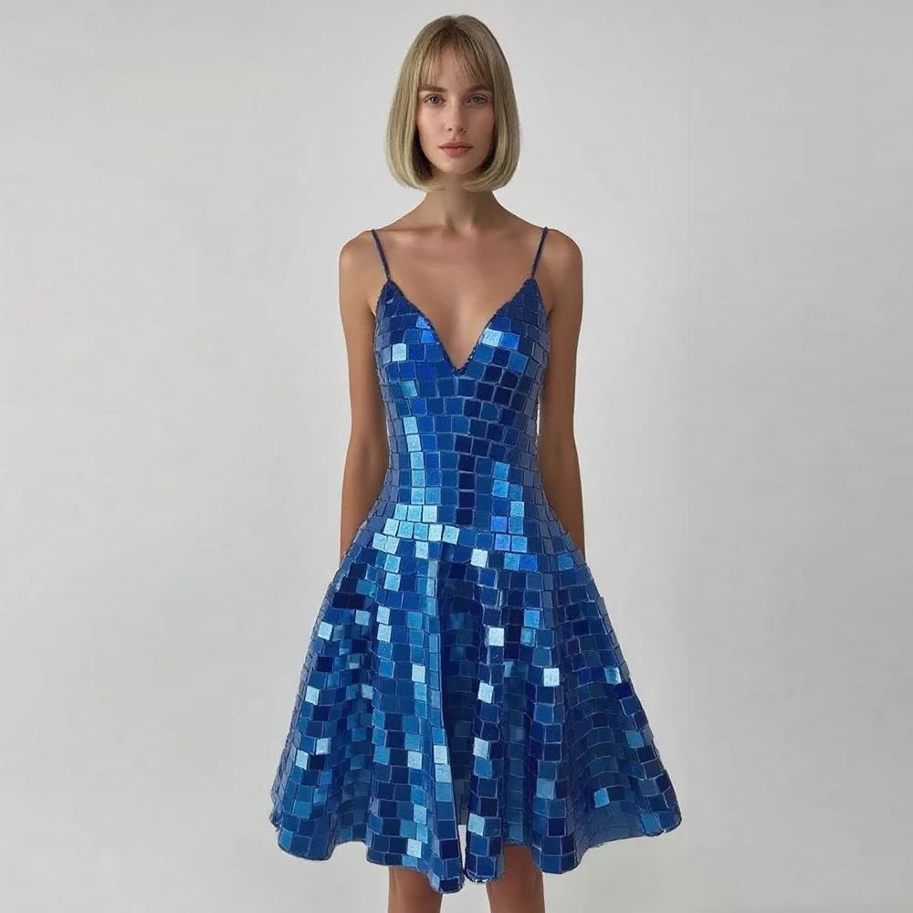 

Блестящее платье для выступления на сцене, классическое трансграничное платье, зеркальное платье с пайетками, блестящая клубная одежда для дискотеки, наряд для рождественской вечеринки