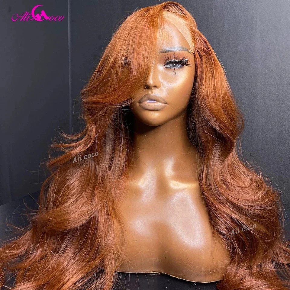 

13x4 13x6 Light Ginger Brown Wig Lace Frontal Human Hair Wigs Body Wave Wig Human Hair Wigs For Women Pre Plucked 180 Density