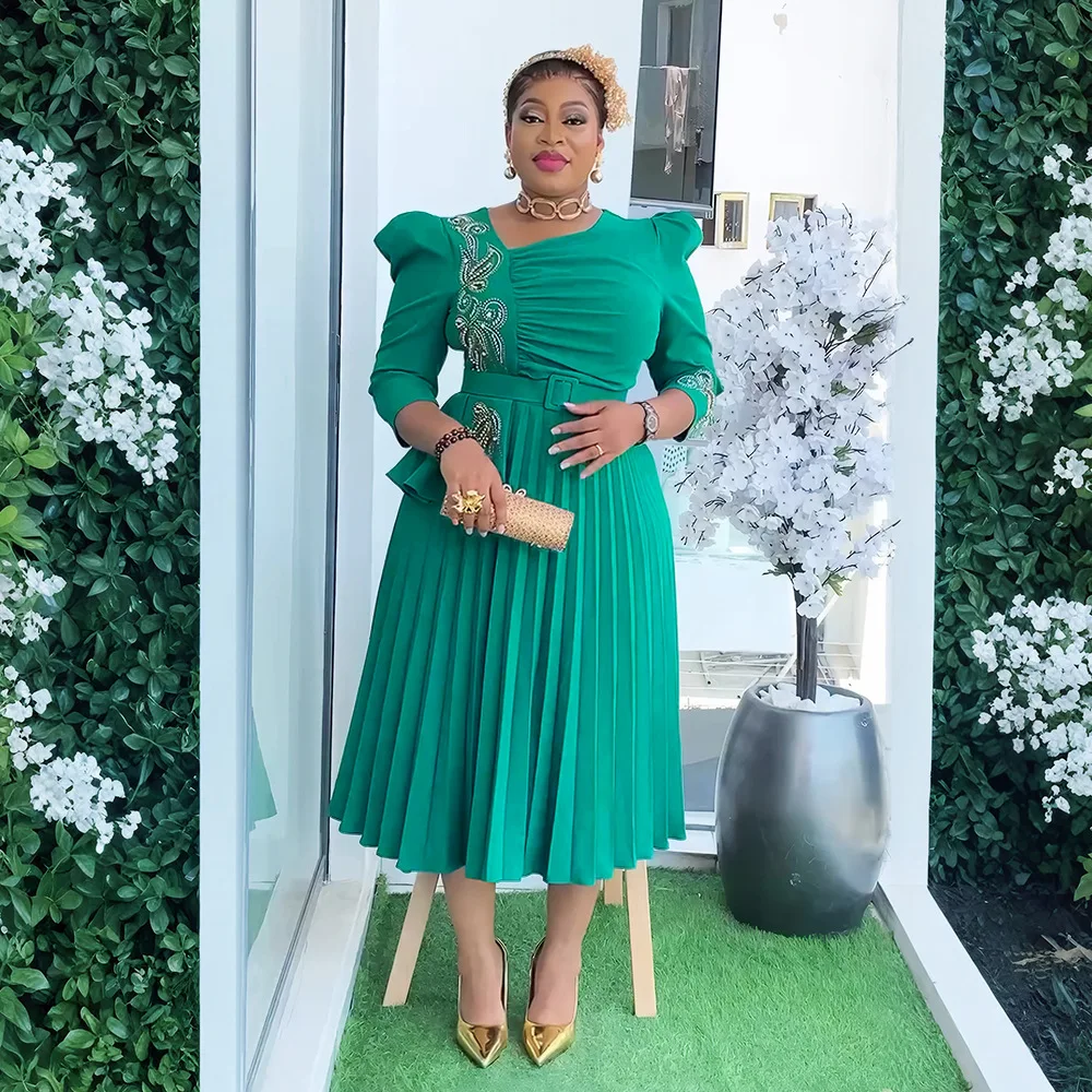 

African Dresses for Women 2025 Elegant Africa Clothing Dashiki Ankara Office Lady Outfit Robe Plus Size Wedding Party Dress