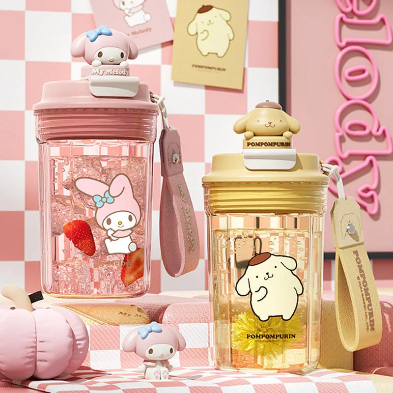 Miniso Sanrio Straight Cup 520ML Kawaii Cartoon Portable Travel Coffee Office Home Direct Drinking Water Cup Anime Toy Girl Gift