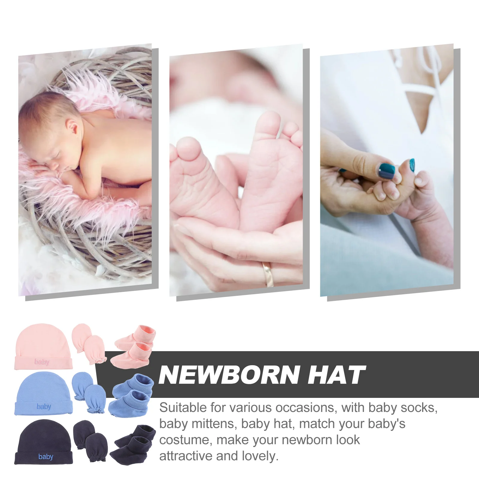 مجموعة من 3 مجموعات من الجوارب القفازات للقبعات الناعمة المنسوجة والقفازات والإكسسوارات والديكور المطابق #6