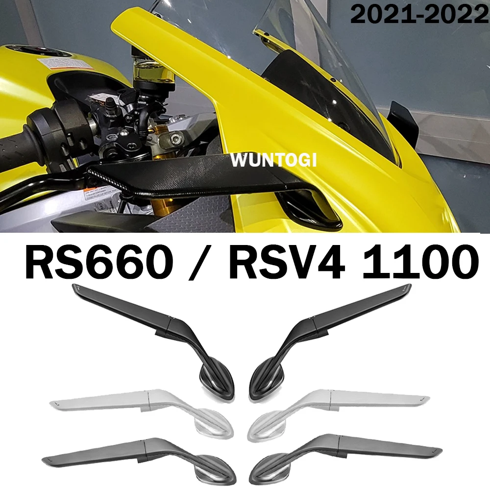 For Aprilia RS 660 / RSV4 1100 Mirrors Stealth Mirrors Sports Winglets Mirror Adjustable Mirrors RS660 Motorcycle Wing Mirrors