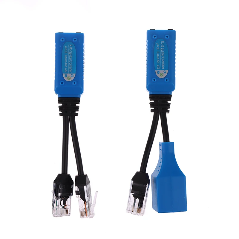 1pair RJ45 Splitter Combiner POE Cable, Two POE Camera Use One Net Cable POE Adapter Cable Connectors Passive Power Cable