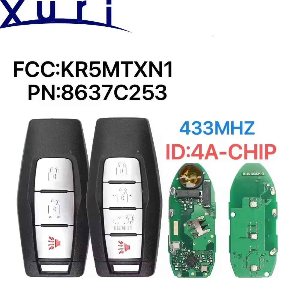 

Xuri Car Smart key can used world For Mitsubishi Outlander 2021-2022 FCC:KR5MTXN1 433MHZ ID:4A-CHIP.