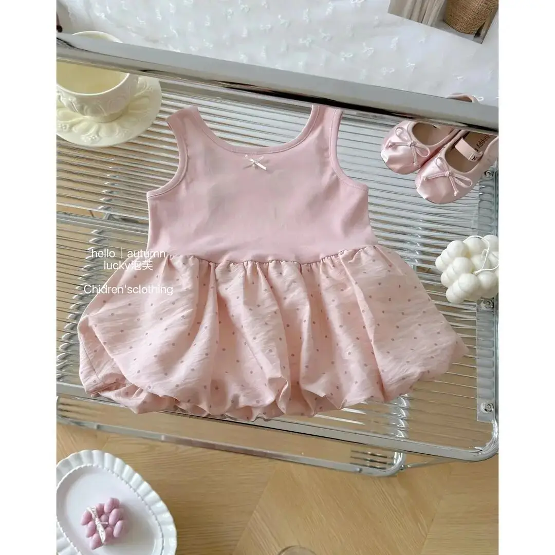 

Summer Baby Girls' Polka Dot Flower Bud Dress Trendy Children's Backless Princess Dress 80-130cm