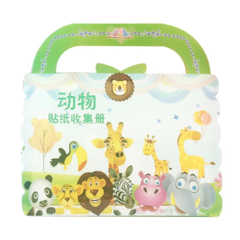 Animal Zoo Stickers Collection Book Children DIY Cartoon Sticker Album Early Learning Cognition Collect Small Notebook