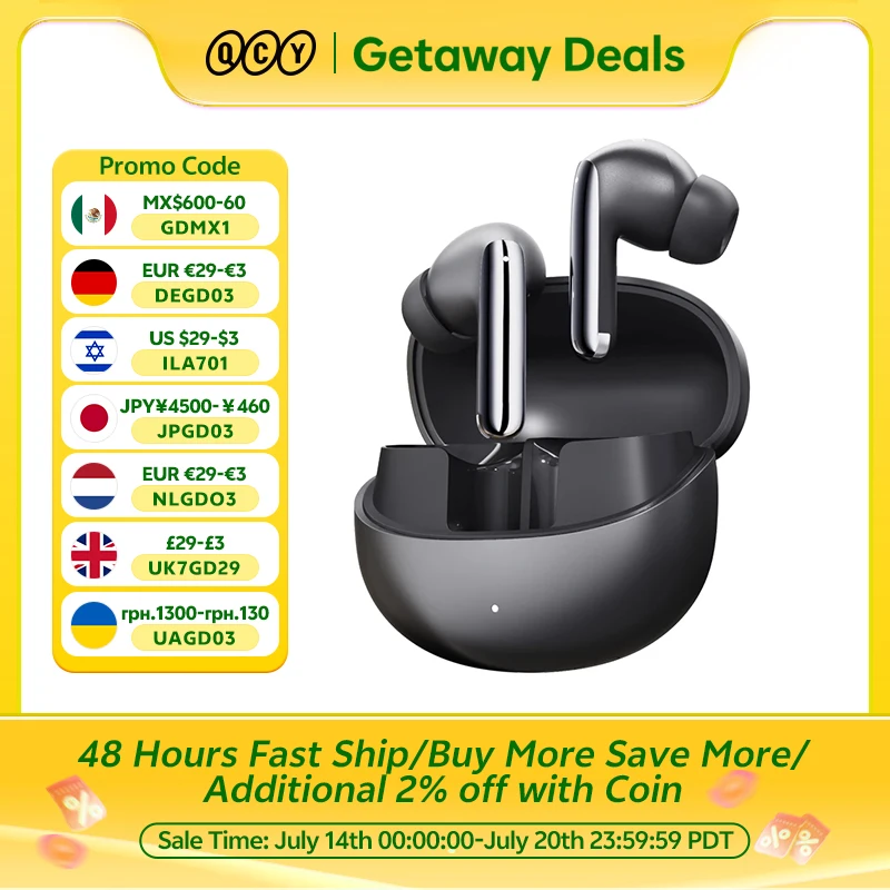 

QCY MeloBuds Pro ANC Bluetooth 5.3 Earphones Wireless 46dB Hybrid ANC Hi-Res LDAC Earbuds 6 Mic Headphones 34H in-Ear Detection