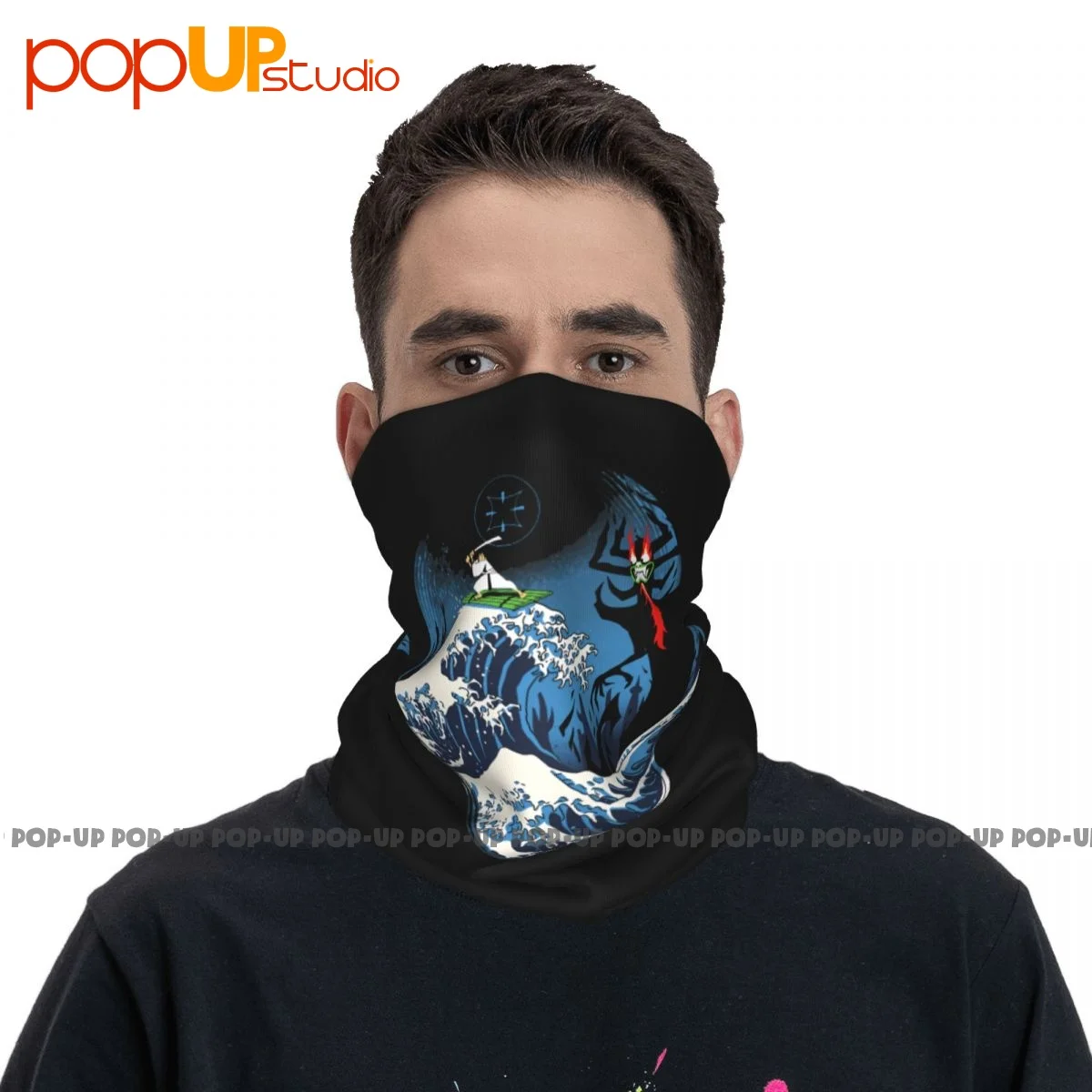 Samurai-Jack Surf Na Grande Onda para Atacar o Mal Ser Demônio Aku Neck Gaiter, Lenço Bandana, Máscara Facial