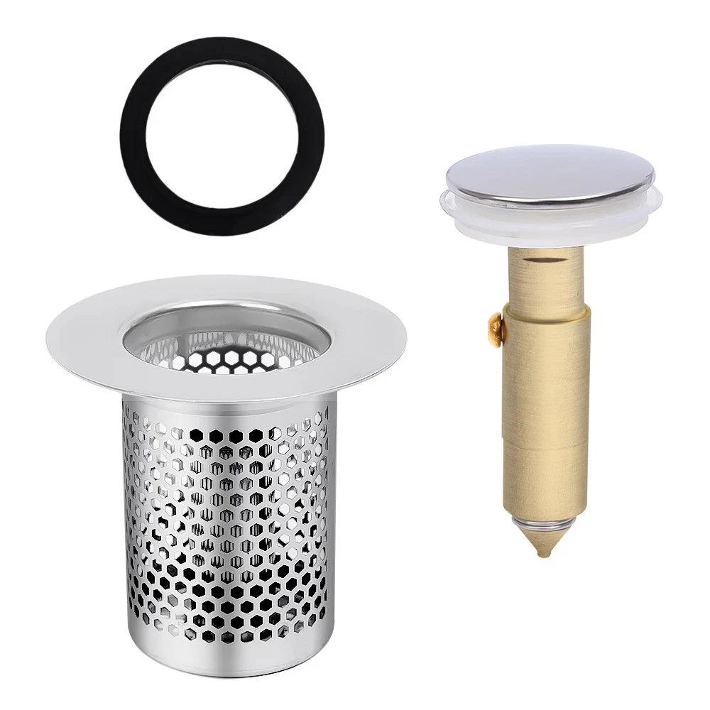 Waschbecken-Stecker, geruchshemmend, Pop-Up-Bounce-Kern, Waschbecken-Stopper, Haarfänger, Dusche, Waschbecken-Sieb, Edelstahl-Filter, springender Kern – Detail 4