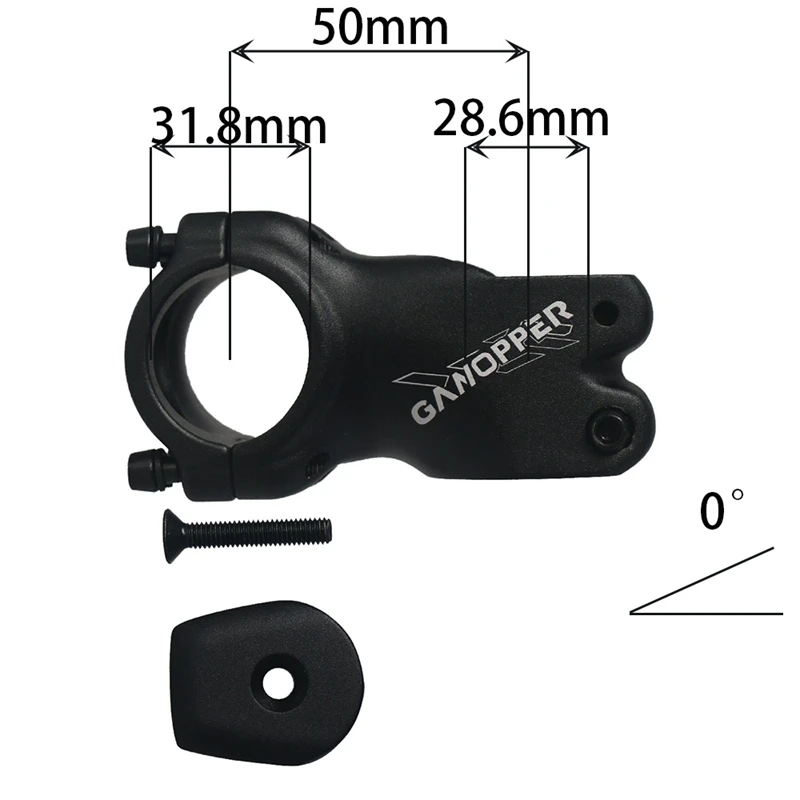 Quality GANOPPER 0 Degree MTB Bike Stem 31.8 Mountain Track Road Bike Alloy Handlebar Stem 50Mm Rise Up Bar Stem