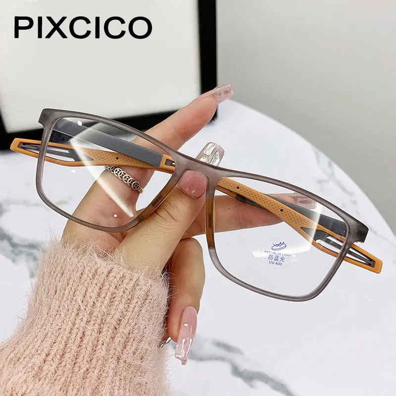 55902 Finished Myopia Glasses Rectangle Retro Sport Presbyopic Eyeglasses Silicone Blocking Blue Light Eyewear -100 -150 -200