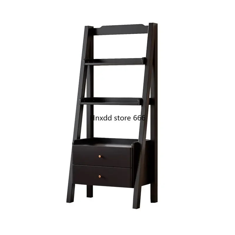 Solid wood high bedside table bookshelf integrated multi-layer floor shelf