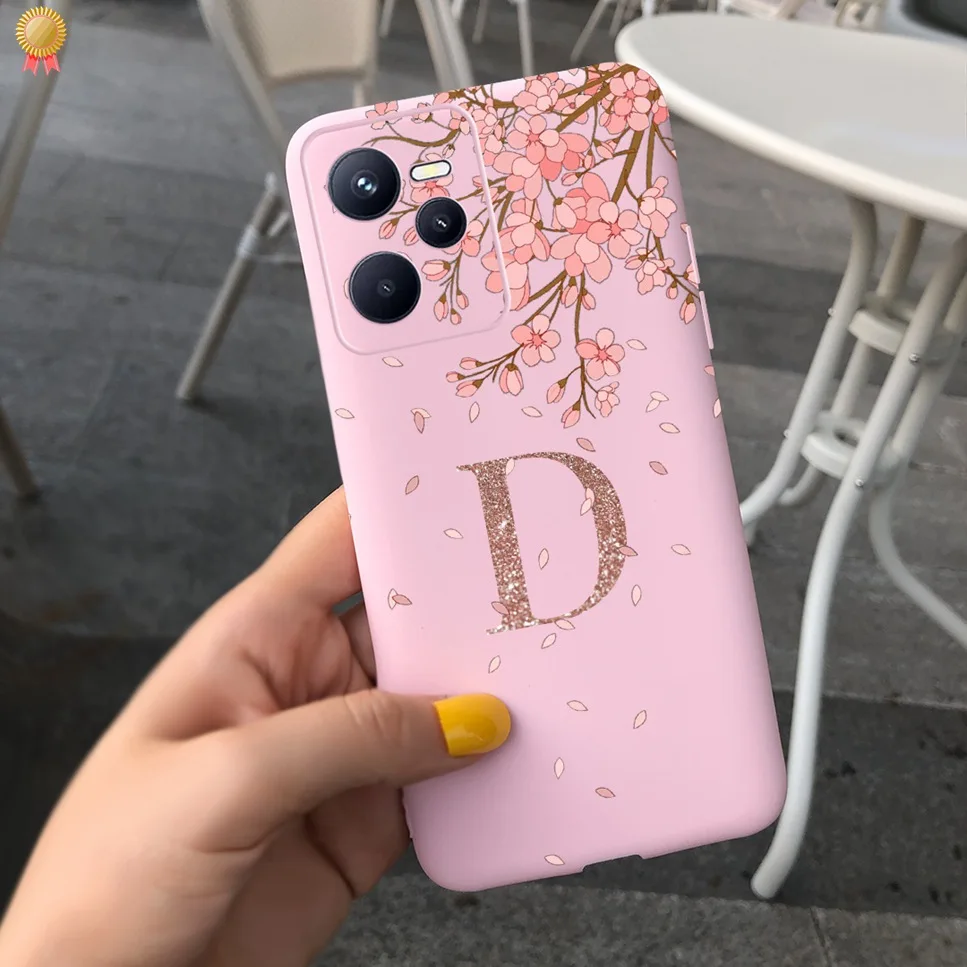 For Realme C35 4G Case Soft TPU Silicone Pink Back Cover For Oppo RealmeC35 Realme C35 C 35 Phone Case Coque Funda Cute Letters