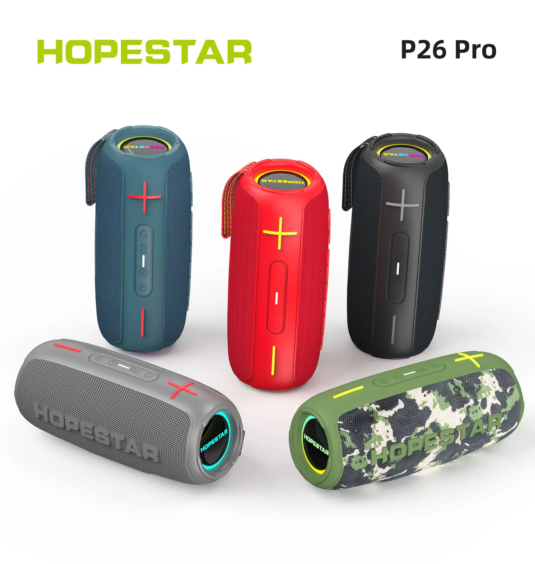 

2025 hot sale Hopestar-P26 Pro Portable for Bluetooth Speaker Wireless High-Power War Drum RGB LED TWS USB WIFI Microphone Strap