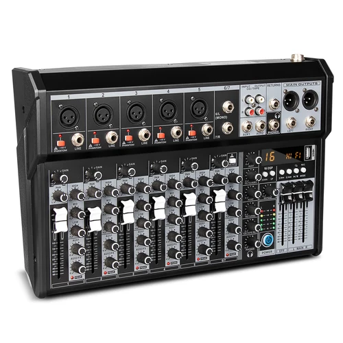 Imagen 2 del producto Mezclador de consola mezcladora de Audio, mezclador de sonido profesional de 7 canales para transmisión en vivo, equipo de Audio DJ