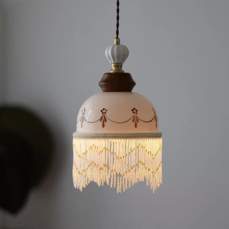 IWHD скандинавский минимализм светодиодные подвесные светильники для обеденного стола прикроватный домашний декор железный навес белый керамический подвесной светильник Luminaria