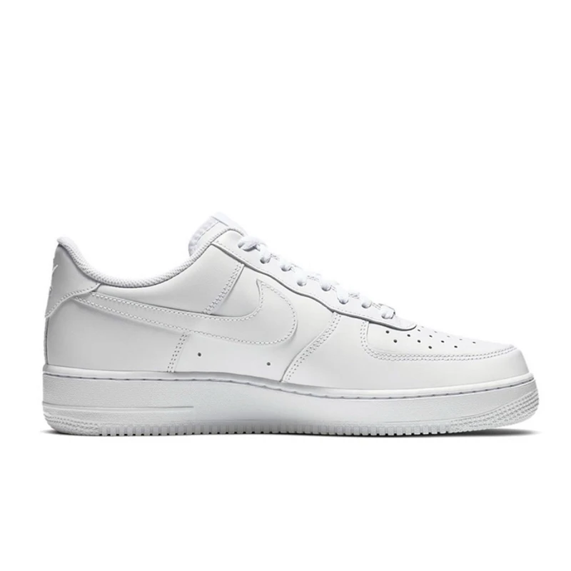 Nike-zapatillas de skate Air Force 1 07 para hombre y mujer, zapatos clásicos de cuero genuino, antideslizantes y cómodos, color blanco y negro, Af1