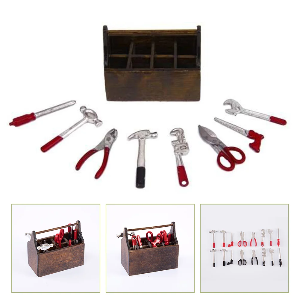 Mini Tool Box Tiny House Case Working Accessories Toolbox Repair Kit Miniature Tools Decor Toolkit