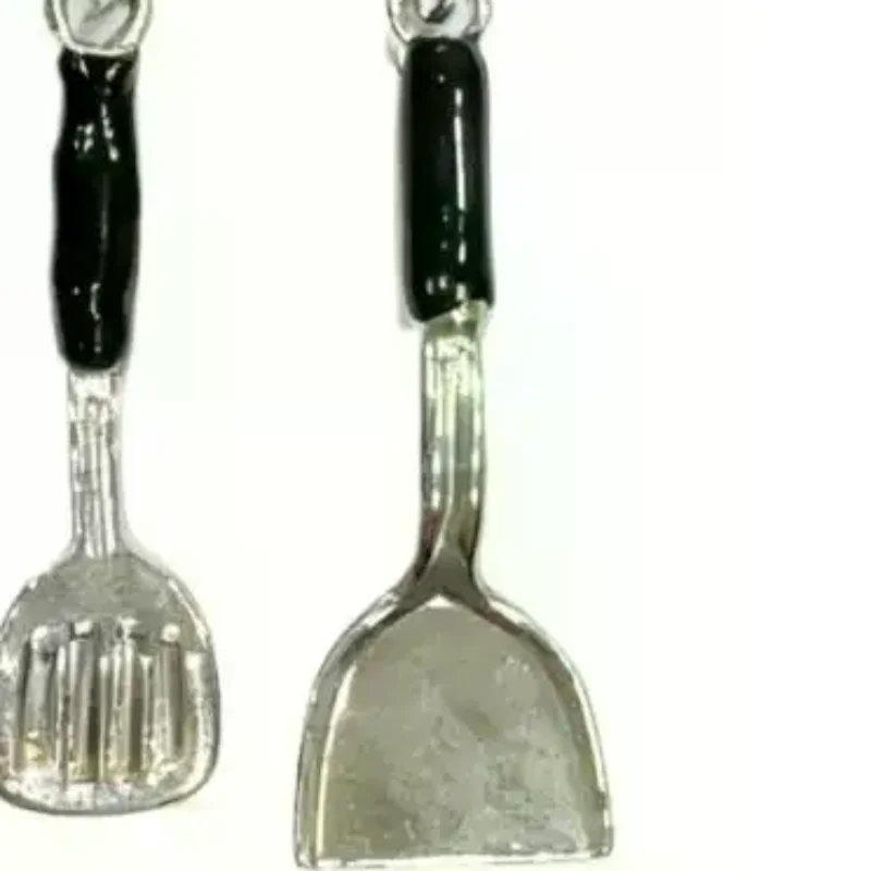 1 Set Dollhouse Miniature Vertical Hanging Spatula Soup Spoon Funnel Kitchen Tools For Doll House Decor Kids Pretend Play Toys