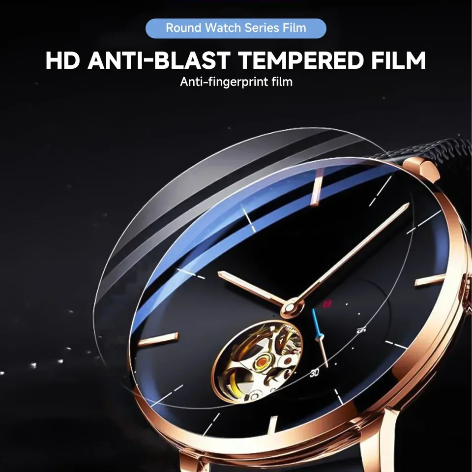 26 46mm Protector de Pantalla de Vidrio Templado Universal para Smartwatch, Película para 28 30 32 38 40 41 42mm Diámetro, 2-5 Piezas, Antirrayas HD Transparente 2