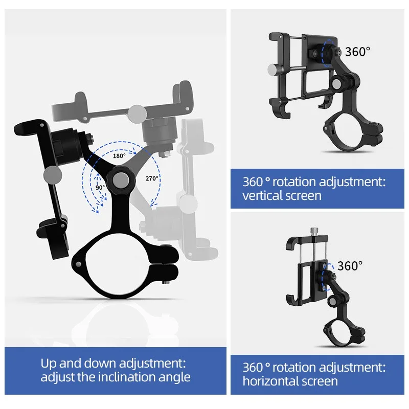 GUB PLUS11 Bicycle Motorcycle Phone Mount Aluminum Alloy Bike Phone Holder with 360° Rotation Adjustable 4 to 6.8 Inch Phone GPS