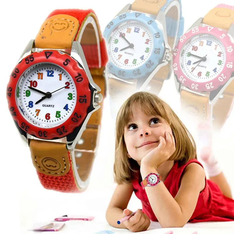 

Cute Boys Girls Colorful Quartz Watch Kids Children Sport Casual Watch Fabric Strap Student Time Party Clock Wristwatch Gifts