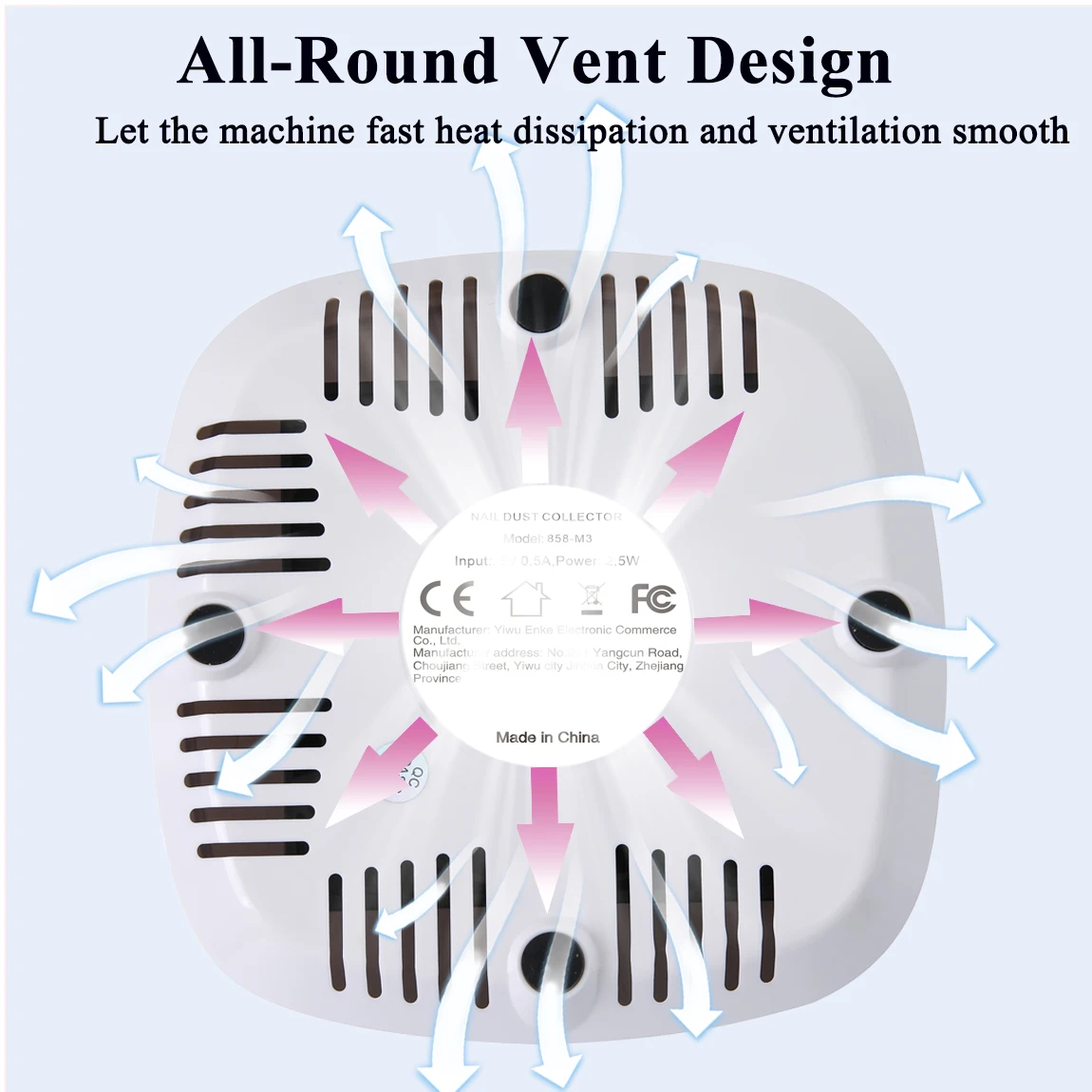 مروحة صغيرة لجامع غبار الأظافر لآلة الأظافر، مكنسة كهربائية قوية للأظافر مع معدات إزالة مرشح الورق للأظافر