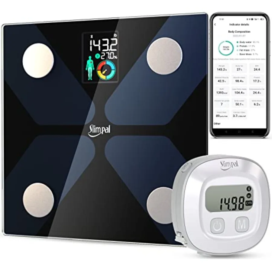 

Body Fat Measuring Tape and Smart Scale for Body Weight and Fat with APP Digital Bathroom Scale for Weight Loss, Body Compositi