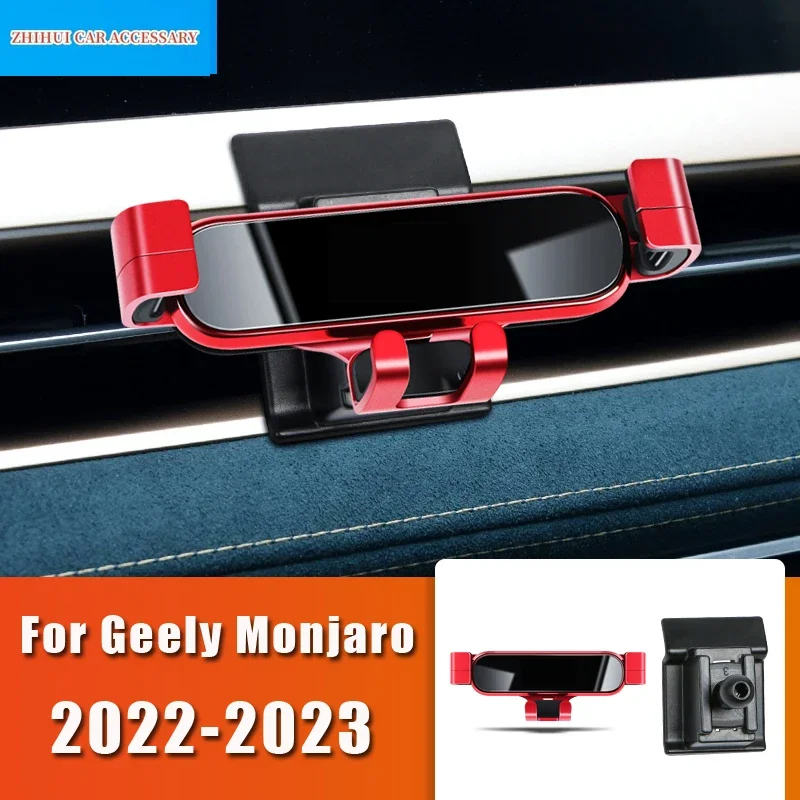 Car Styling Mobile Phone Holder For Geely Monjaro 2022 2023 Air Vent Mount Gravity Bracket Stand Auto Accessories Modifications