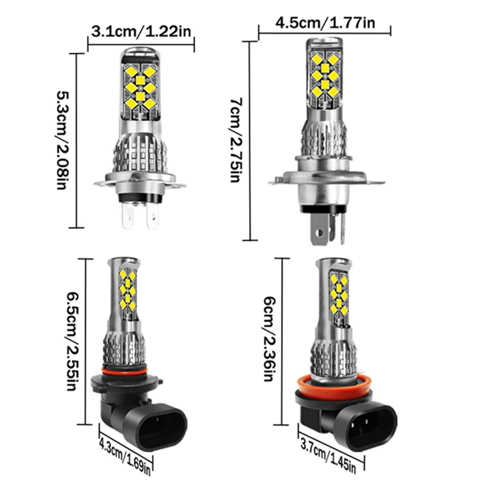 2pcs LED High H4 H7 H8 H9 H10 H11 9005 9006 16SMD Car Motorcycle Truck Fog Light 2835LED DRL Daytime Running Light 12-50V