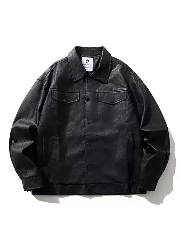 

Ретро-куртка из искусственной кожи с крокодиловым узором в японском стиле, свободного кроя, для мужчин и женщин, весна 2026