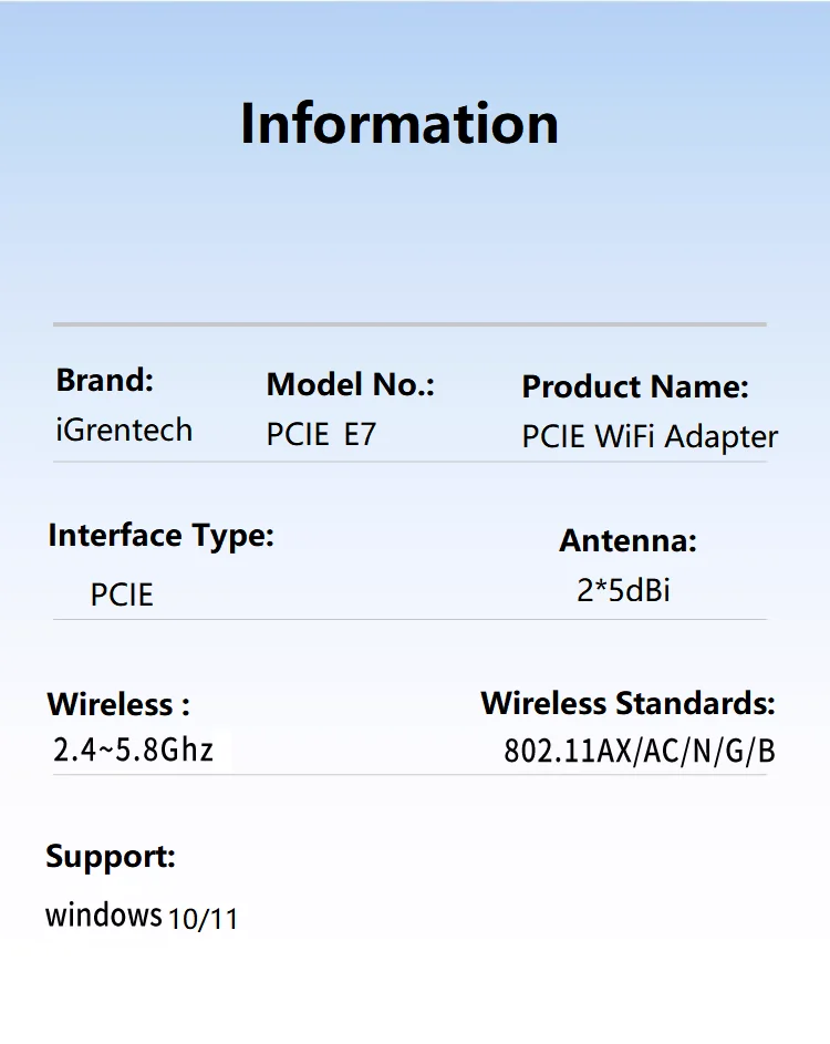 Produttore professionale Scheda di rete wireless AX900 WiFi 6 Blue Tooth 5.3 PCIe per PC desktop Windows10/11