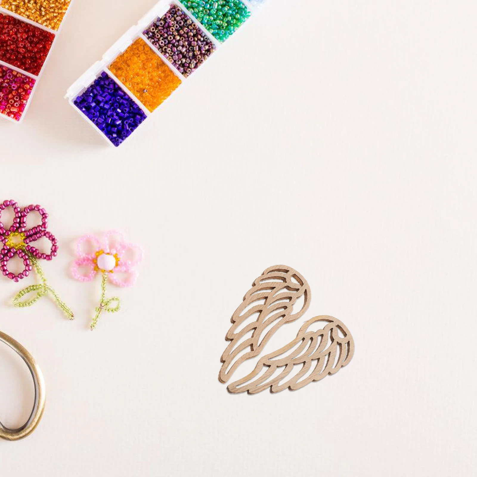 

50pcs Natural Wood Finish Angel Wing Wood Slices Unfinished Diy Craft Projects Wooden Cutouts Blank Embellishments Christmas