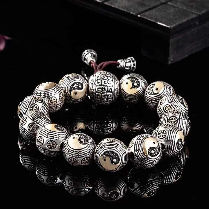 Zuyin Jewelry Bagua Transfer Beads Retro Design Chinese Style Buddha Beads Simple and Powerful Men's Bracelets