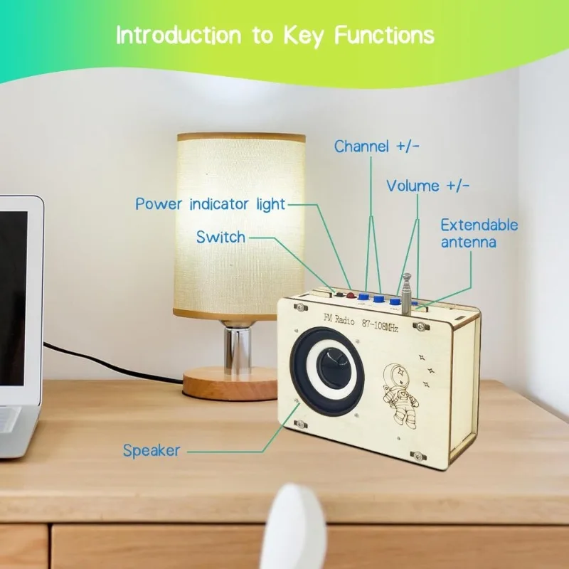

Science Kits for Kids DIY Radio Electronics with Painting Book Stickers Pendant Craft Toy Gift for Teen Girls Boys Age