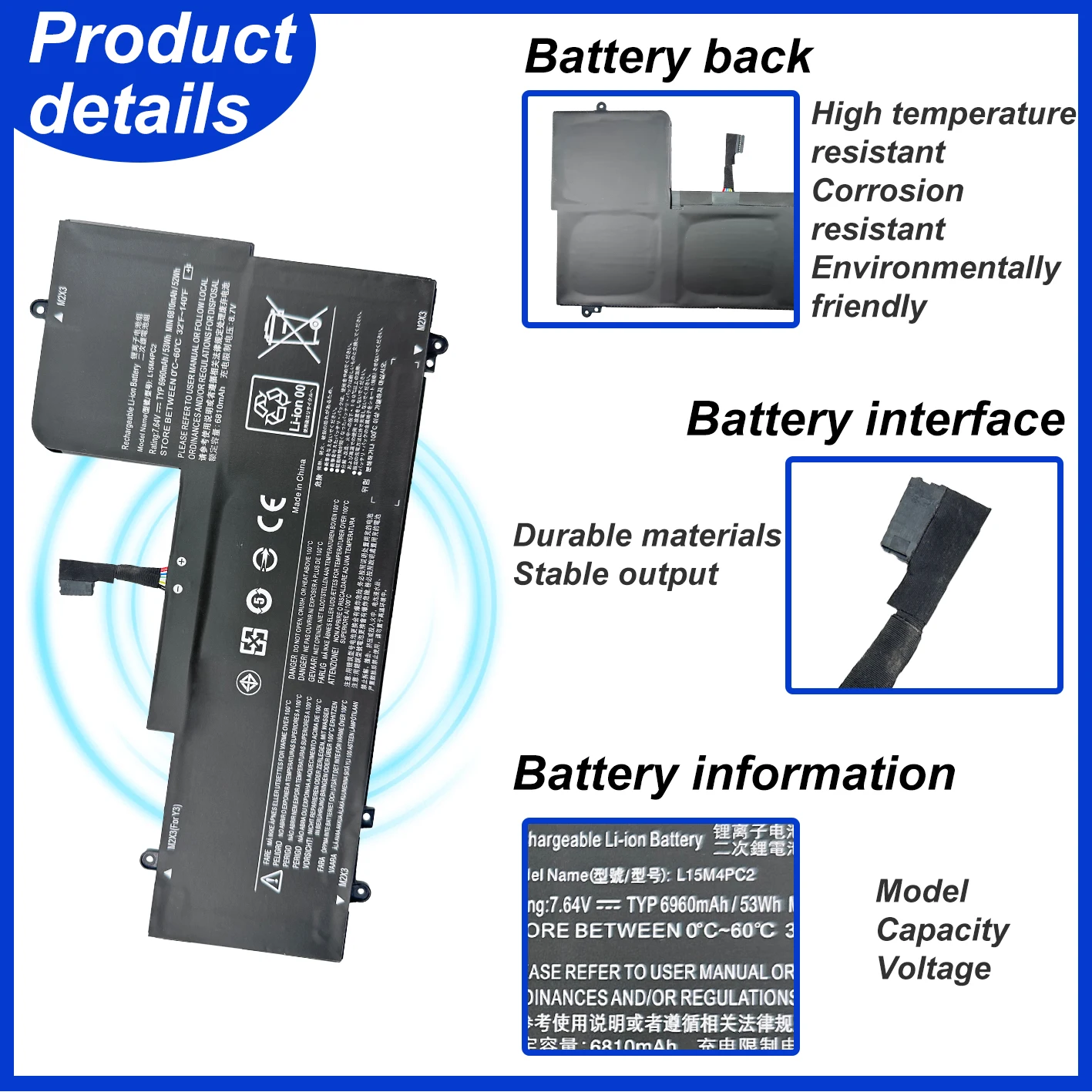 L15M4PC2 L15L4PC2 5B10K90778 5B10K90802 Laptop Battery For Lenovo Ideapad Yoga 710-14ISK 710-14IKB 710-15IKB 710-15ISK Series