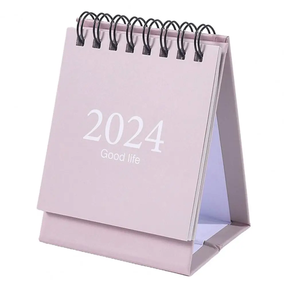 2023-2024 Mini Desk Calendar Plan Book Spiral Coil Page Turning Date Recording 17 Monthly for Planing Event Log Year