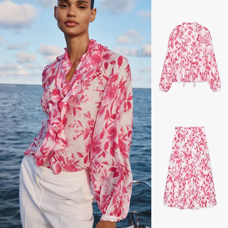 

Комплект с длинной юбкой-миди с высокой талией, модная традиционная китайская одежда, женский наряд премиум-класса