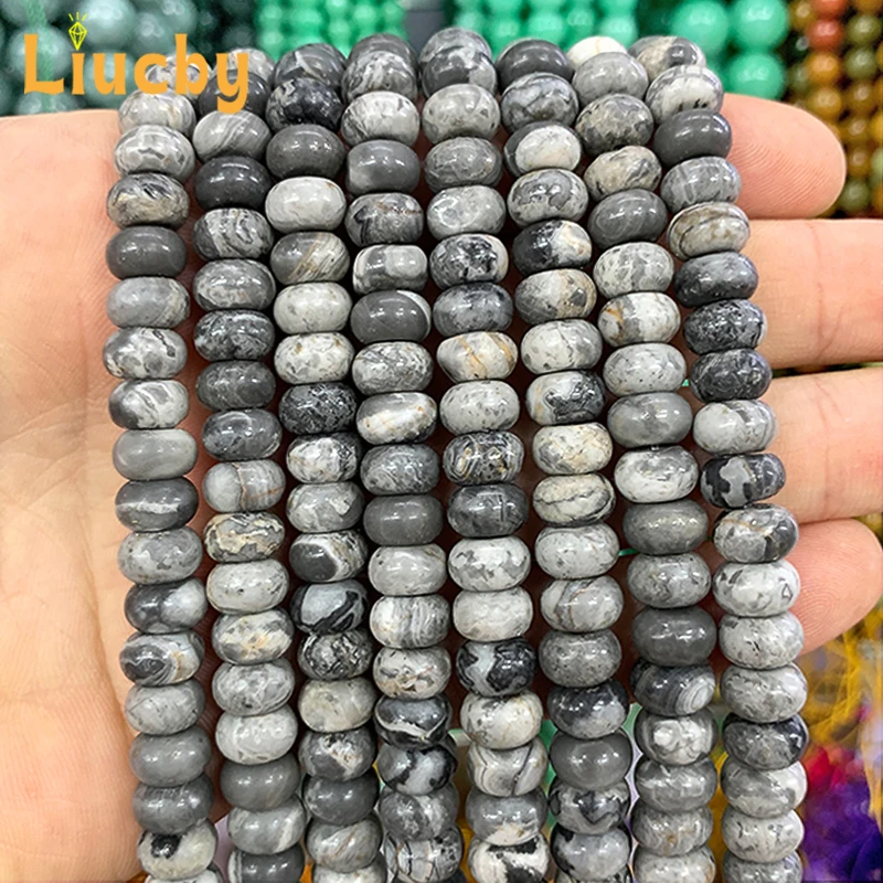 

Natural Stone Map stone Abacus spacer Beads For Jewelry Making DIY Hoop earrings Ear Studs Space Bracelet 15" Wholesales 4/6/8MM