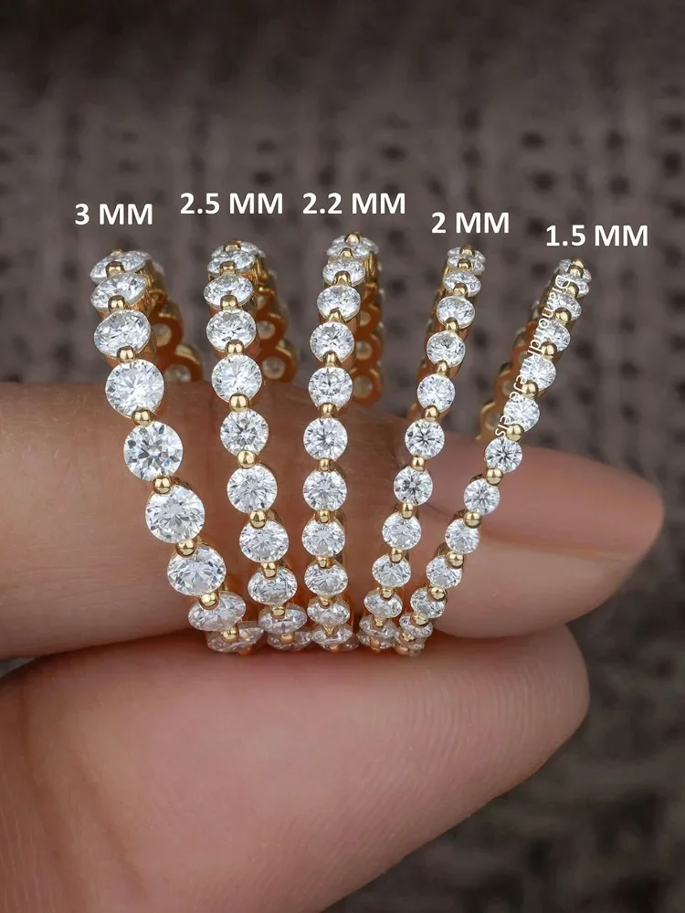 925 Sterling Silber Elegante Echte Moissanit Diamant 2 MM Glänzenden Runde Ring Für Frauen Party Luxus Hohe Qualität Edlen schmuck – Detail 2