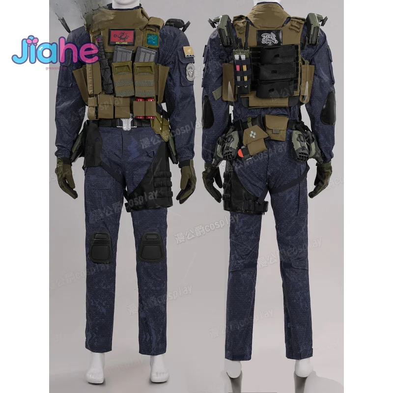 لعبة دلتا فورس: هوك أوبس لونج وي أزياء تنكرية للهالوين عالية الجودة للرجال والنساء زي قتالي مجموعة إكسسوارات قفازات دعامة