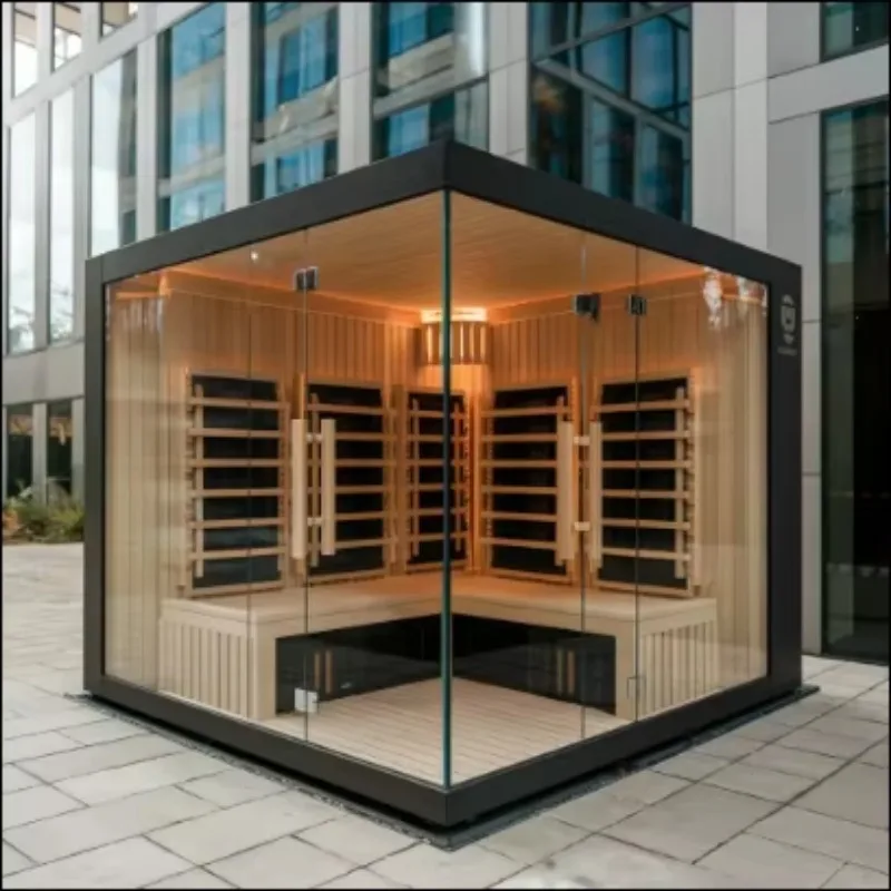 New Relax Women Hot Sweat Mini Portable Solarium Cabin Sauna 2 Red Light Therapy Modern Outdoor Wood Fired Custom Built Sauna