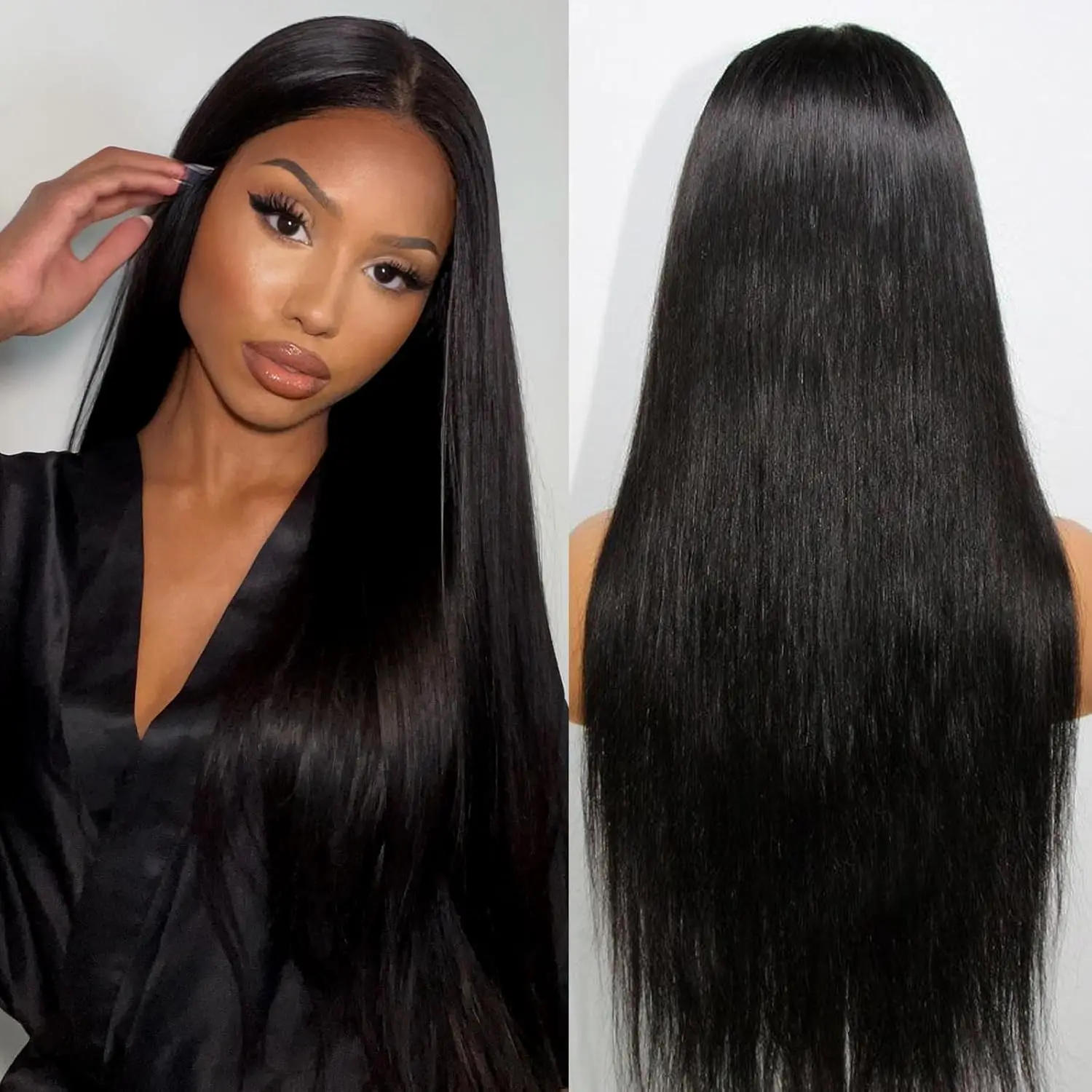 

42-дюймовые прямые парики спереди, человеческие волосы 200, плотность 13x4 HD, прозрачные человеческие волосы, кружевные фронтальные парики для женщин, натуральные