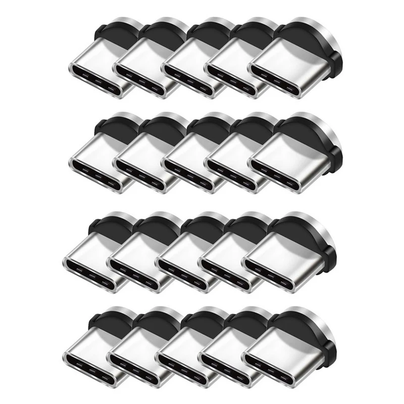 

20PC/SET Round Magnetic Cable Plug 8 Pin Type-C Plugs Fast Charging Phone Magnet Charger Plug